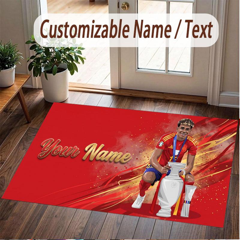 Custom Rug Lamine Yamal Pattern Print Name Text Soft Non‑Slip Floor Carpet for Home Indoor Decoration