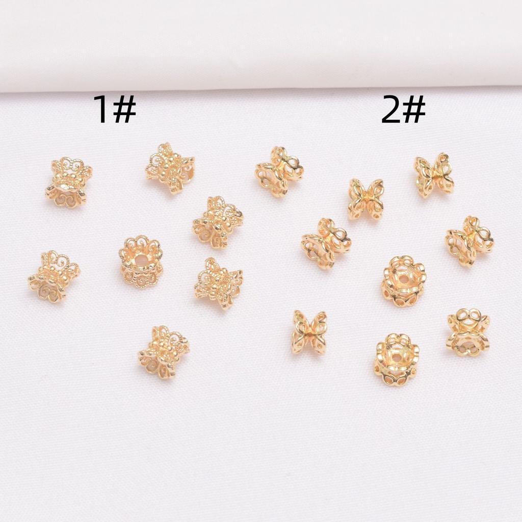 10 шт. 18-каратного золота, сохраняющего цвет, двухсторонний поднос для цветов, браслет ручной работы, колпачок для перегородки, бисерный материал, двухсторонний поднос для цветов с лепестками