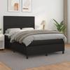 Box Spring Bed with Mattress Black 140 x 190 cm Faux Leather