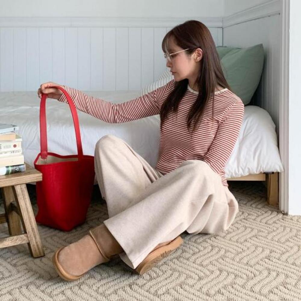 New ArrivalS Open Run Women S waiSt Two Tone Color Banding Wool Wide pantS