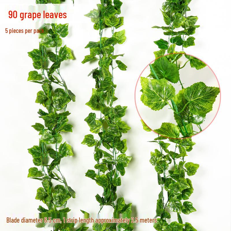 Зеленая искусственная виноградная лоза для декора стен в помещении и на балконе