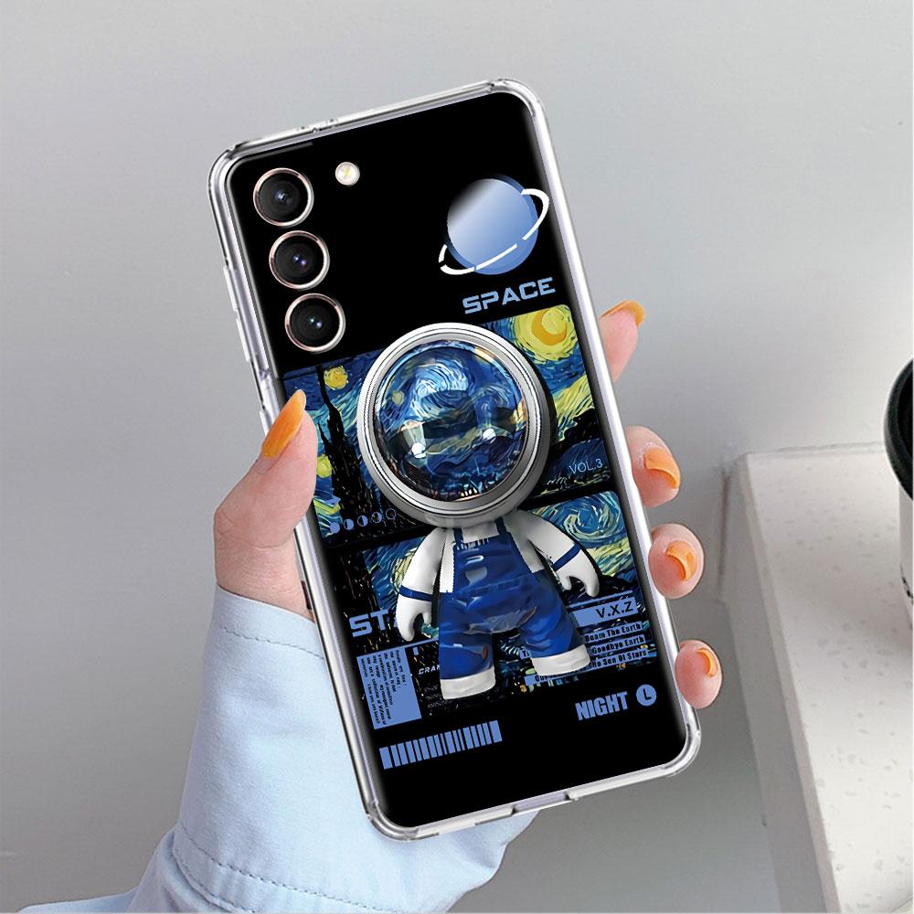 Милый чехол с прозрачным ремешком на руку в виде астронавта для Samsung Galaxy S22 S20 FE S21 S10 S9 Plus Note 20 Ultra 10 Lite
