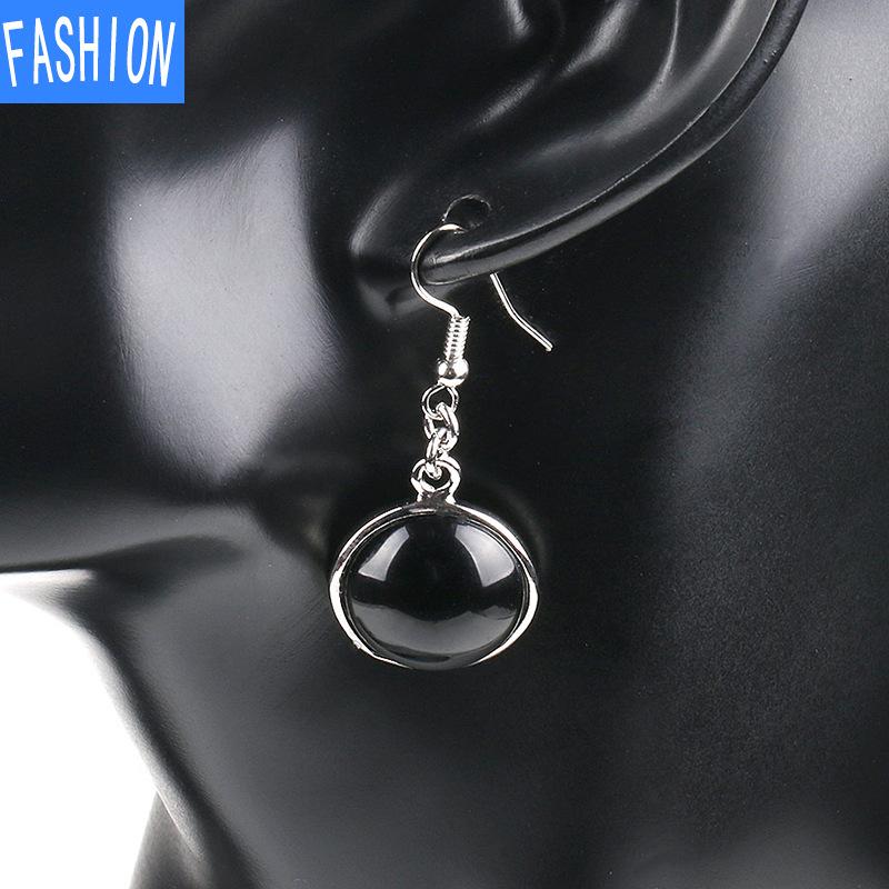 Простые стильные круглые серьги, модные серьги с натуральными кристаллами, женские серьги с рыболовным крючком