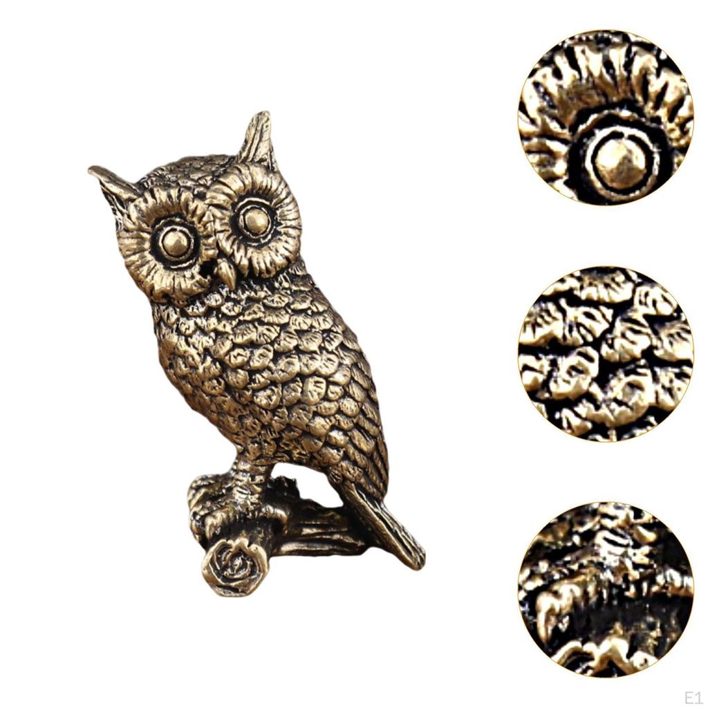 Статуэтка совы из латуни, прочная ручная работа, украшение стола, украшение для дома, украшение для животных