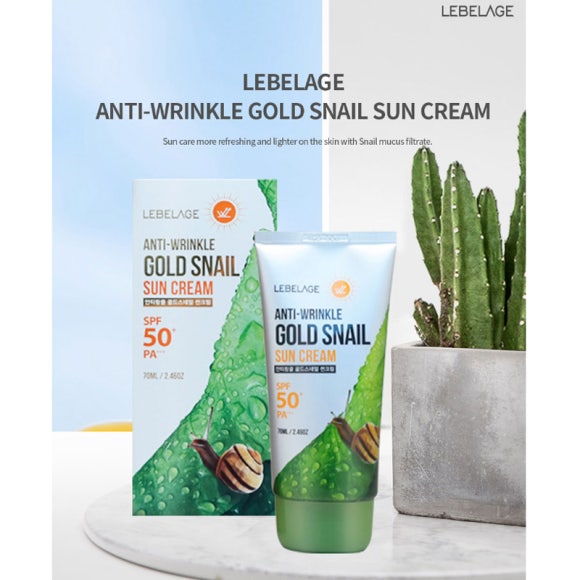 Lebelage Anti-Wrinkle Gold Snail Sun Cream 70ml (3 Options)