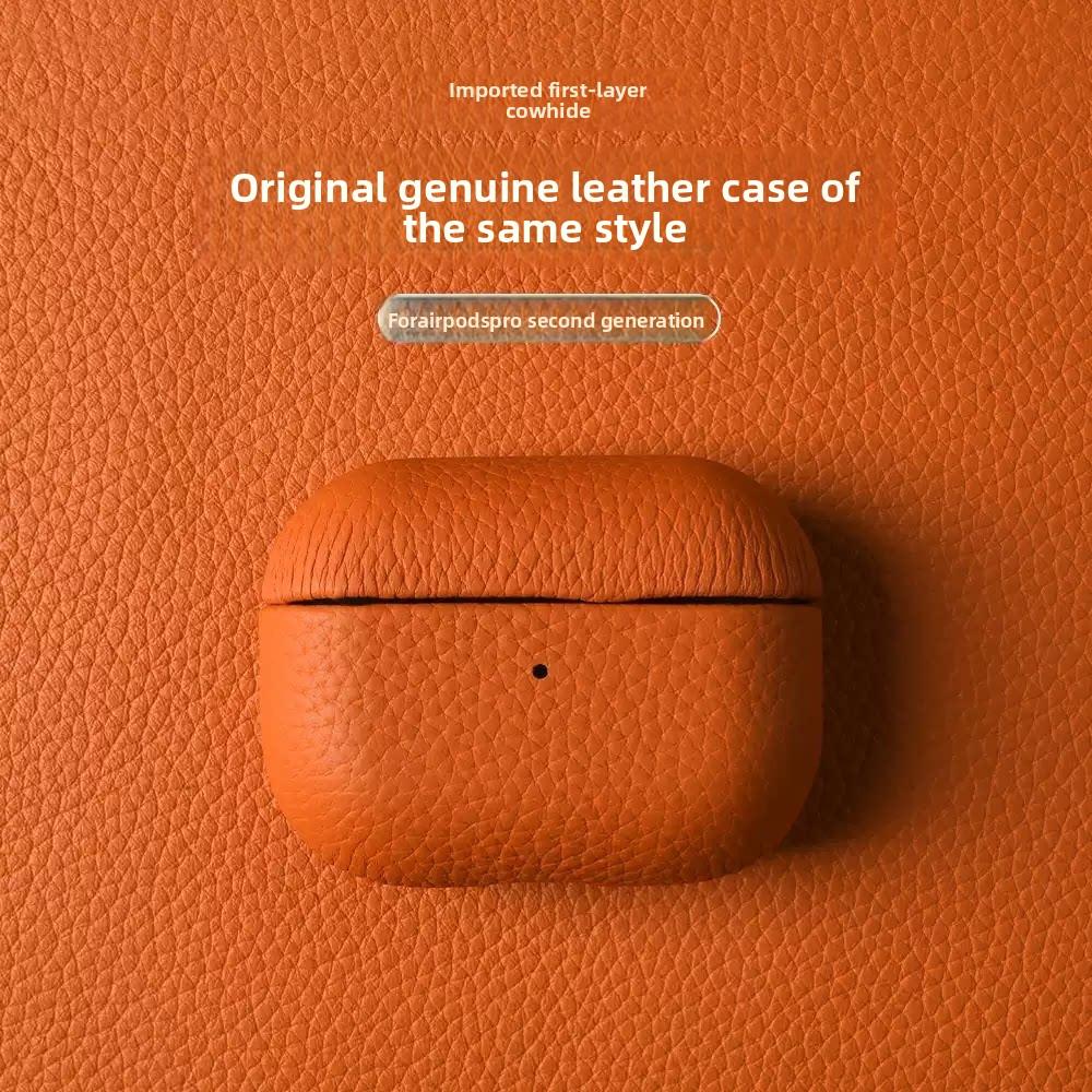 Luxury Pebble Grain Genuine Leather Case for AirPods Pro 3 Pro 2 4th Gen with USB C Shockproof Cover