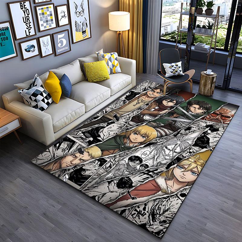 Attack-themed Anime Character Artwork suitable as a non-slip mat for the living room or bedroom sofa