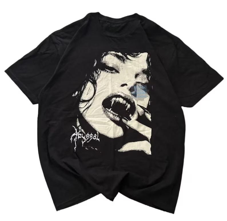 Vampire Girl Shirt Gothic Horror Y2k Grunge Alternative Dark Occult Satanic Dracula Tshirt Unisex Unisex Harajuku Y2k Summer Tops