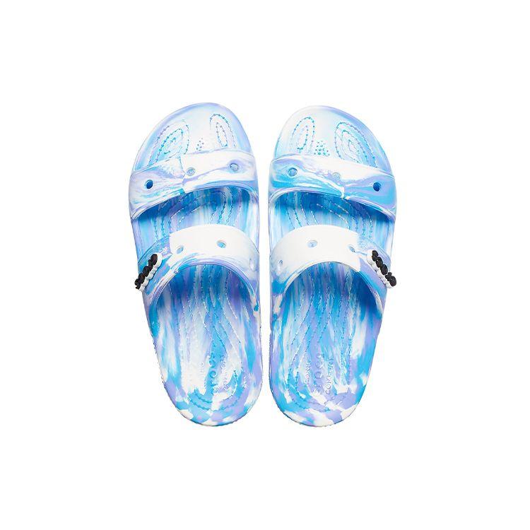 Crocs Classic Clog Marble Pattern Beach Sandals Unisex Sandals White Oxygen-Blue 207701-1FK