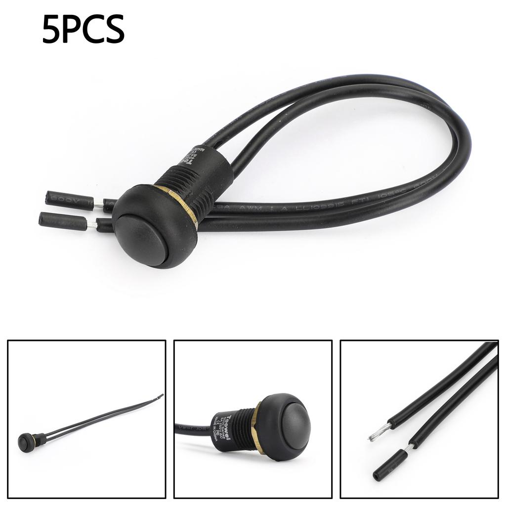 Waterproof Momentary Reset ON/OFF Push Button Round Switch with Wire Black