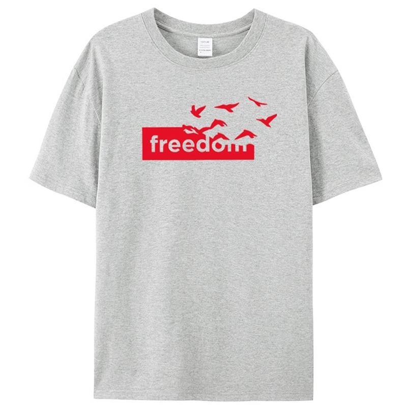 2025 Luxury Summer Fashion Cotton Round Neck T-shirt Freedom Printed Short Sleeves For Men And Women Can Be Loose And Versatile