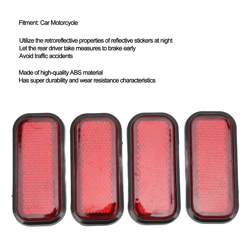 4PCS ABS Reflective Sticker Red/Yellow Warning Marker for Motorcycle Visibility Improvement