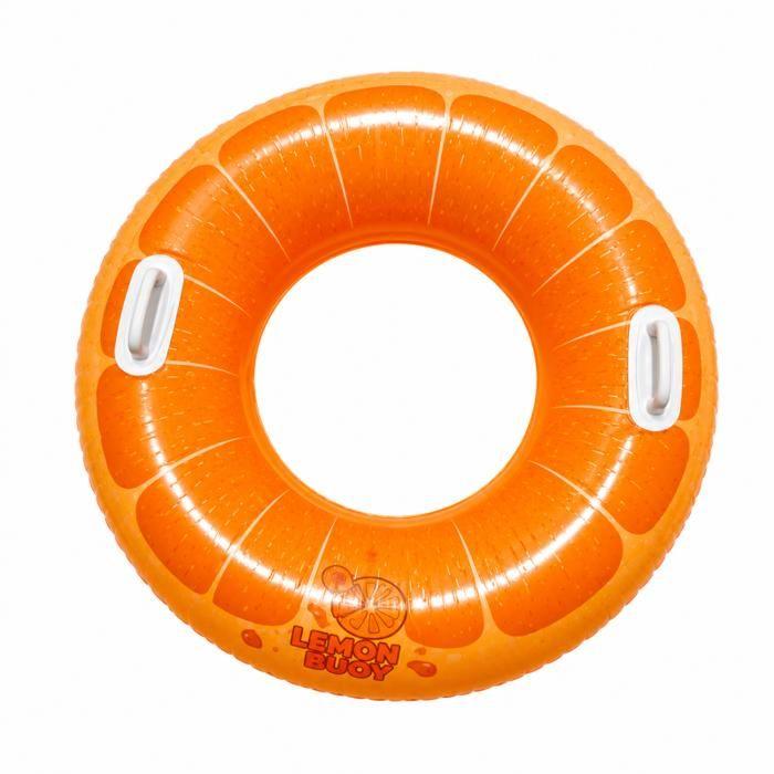Bouée ronde gonflable - SIROCO - 80 cm - PVC robuste - Coloris aléatoire (orange/vert/violet) - Gonflage rapide