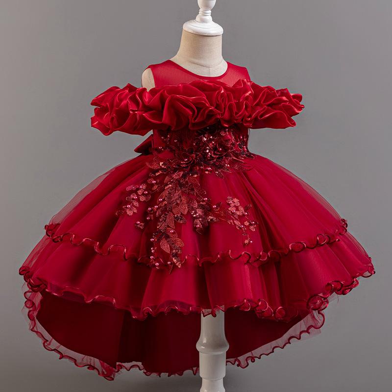 Роскошное формальное платье принцессы из тюля на одно плечо со шлейфом для девочек