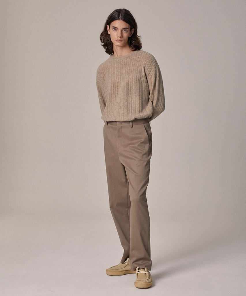 LEARVE Nate Wool Blended Semi-Wide Pants Oatmeal
