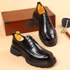 Retro Cowhide Platform Business Men's Dress Shoes Spring Autumn Soft-soled Man Wedding Shoes Genuine Leather Derby Shoes