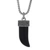 [R4926] - Designer Artisanal Black Silver 'Horn' Steel Necklace (onyx) - 33x15mm (Horn)