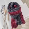 Unisex Shawl Scarf Gradient Color Versatile Wrinkled Long Scarf Autumn Winter Wind-Proof Cold-Resistant Shawl Wrap
