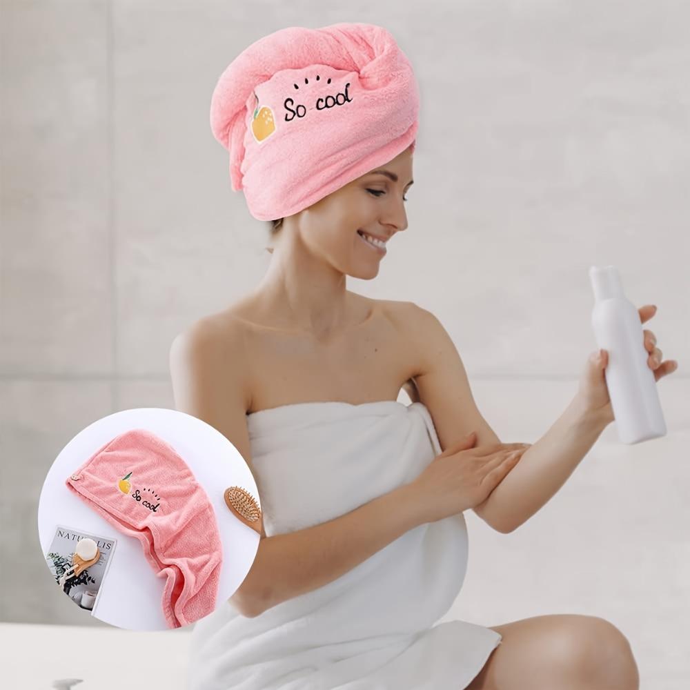 Single/Double Microfibre Hair Towel, Soft Hair Dryer Cap, Bathroom Quick Dry Hair Towel, Women's Super Absorbent Hair Towel, Embroidered Hair Towel