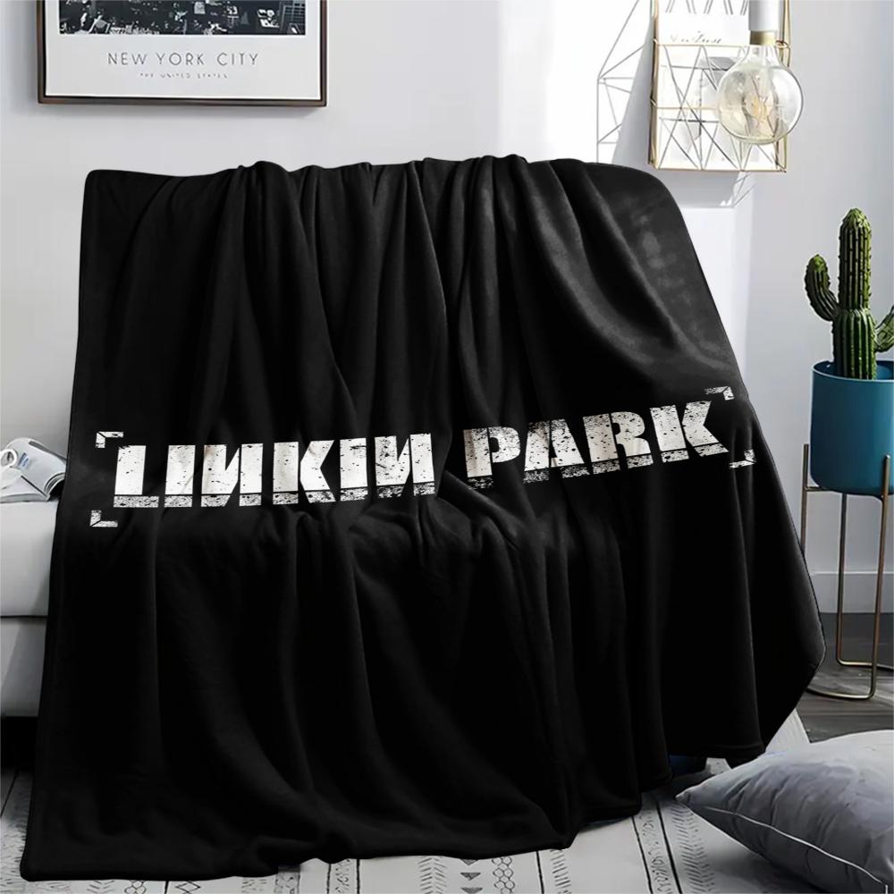 1PC Linkin Park Print Flannel Blanket, High quality Comfortable for All Seasons, Home Decor, Warmth and Comfort, Perfect for Christmas Gifts