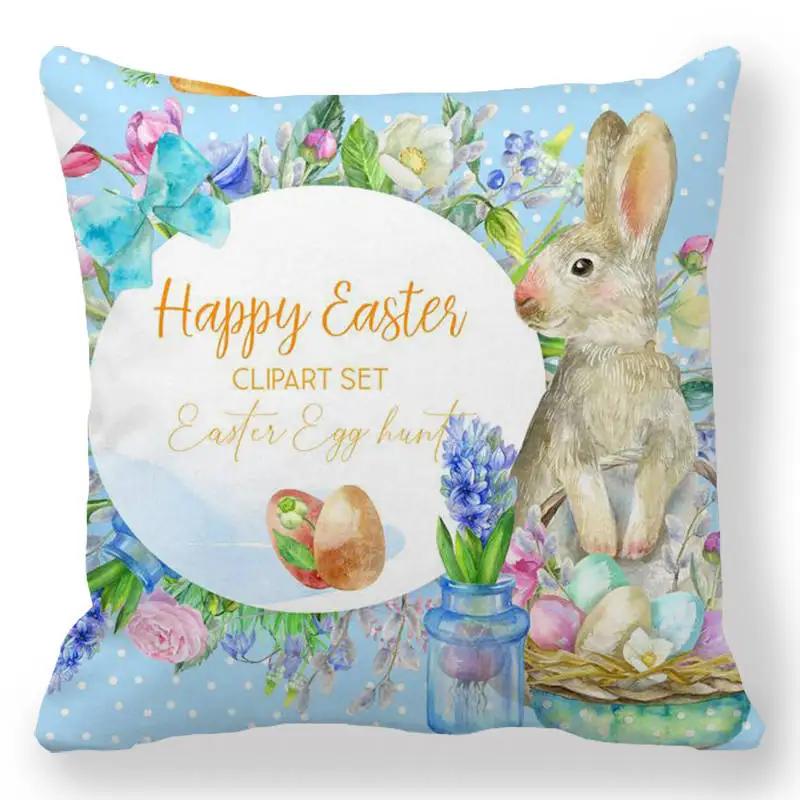 Easter Bunny Print Cushion Cover Spring Easter Egg Hare Pillowcase Home Decoration 40/45/50/60cm
