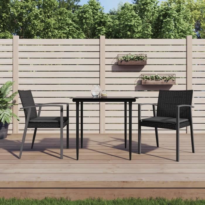 VidaXL Garden Chairs and Cushions Set of 2 Black 56.5x57x83 Cm Rattan 364096
