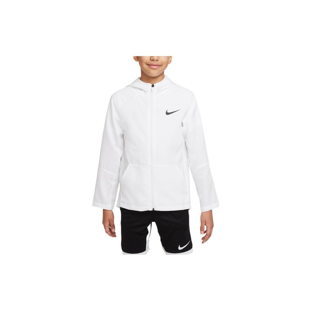 Nike Dri-FIT Solid Logo Woven Training Hooded Jacket Kids Jackets White DO7095-100
