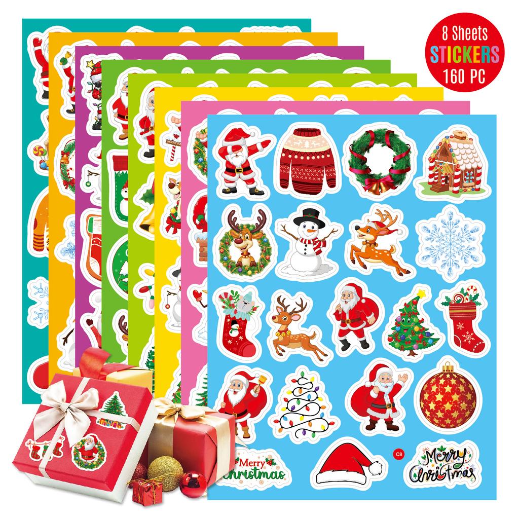 Christmas Stickers Stickers Waterproof Gift Party Decoration Stationery Stickers Cartoon Laser Christmas Stickers