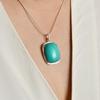 Turquoise Pendant, 14 Carats, Statement Turquoise Gemstone 925 Silver Necklace For Mother Gift Jewelry For Beloved