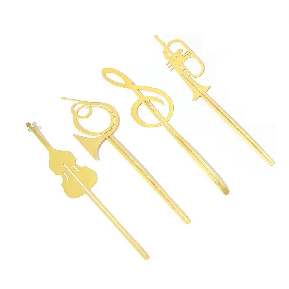 Gold Musical Note Meta Book Maker Metal Paper Clips Fashion Musical Instruments Bookmark  Student