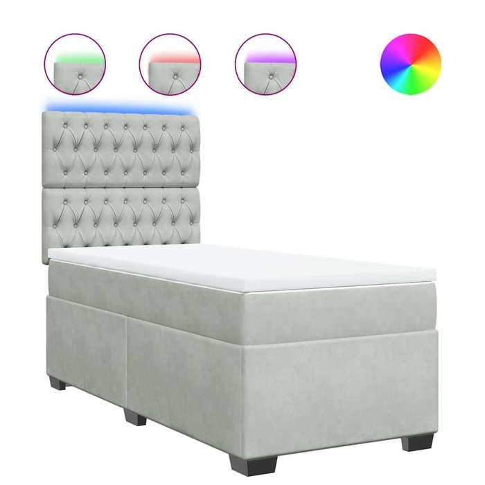 Maison Exclusive - Sommier à lattes de lit et matelas Gris clair 90x200 cm Velours