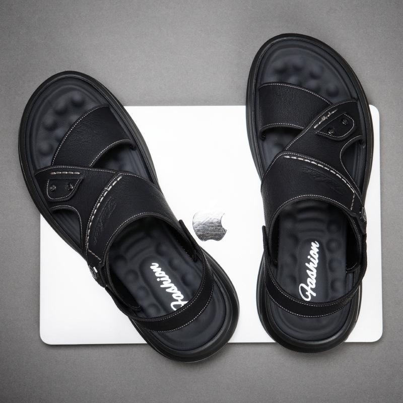 Мужские летние сандалии для дома, повседневной носки, улицы, вождения, двойного назначения, с мягкой подошвой, нескользящие, новинка 2025 года, пляжные шлепанцы