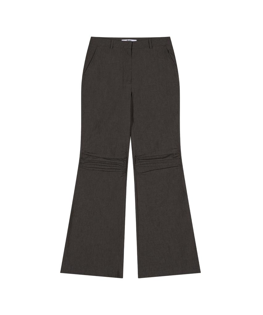 THEPORTA Mid-Rise Bootcut Shirring Pants, Gray