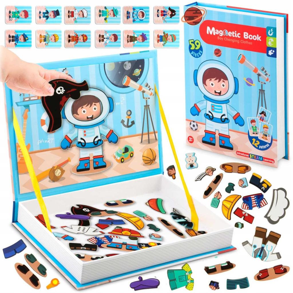 MAGNETIC BOOK educational PUZZLE DRESS UP set