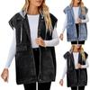 Женский повседневный джинсовый жилет со съемным жилетом без рукавов с большим карманом и капюшоном