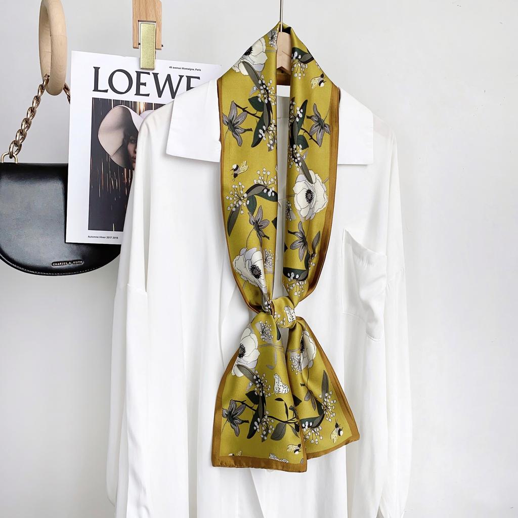 New Simulation Silk Long Scarf Fashionable Versatile Suit Double-Layer Scarf Decorative Bag Wrapped With Professional Scarf For Women