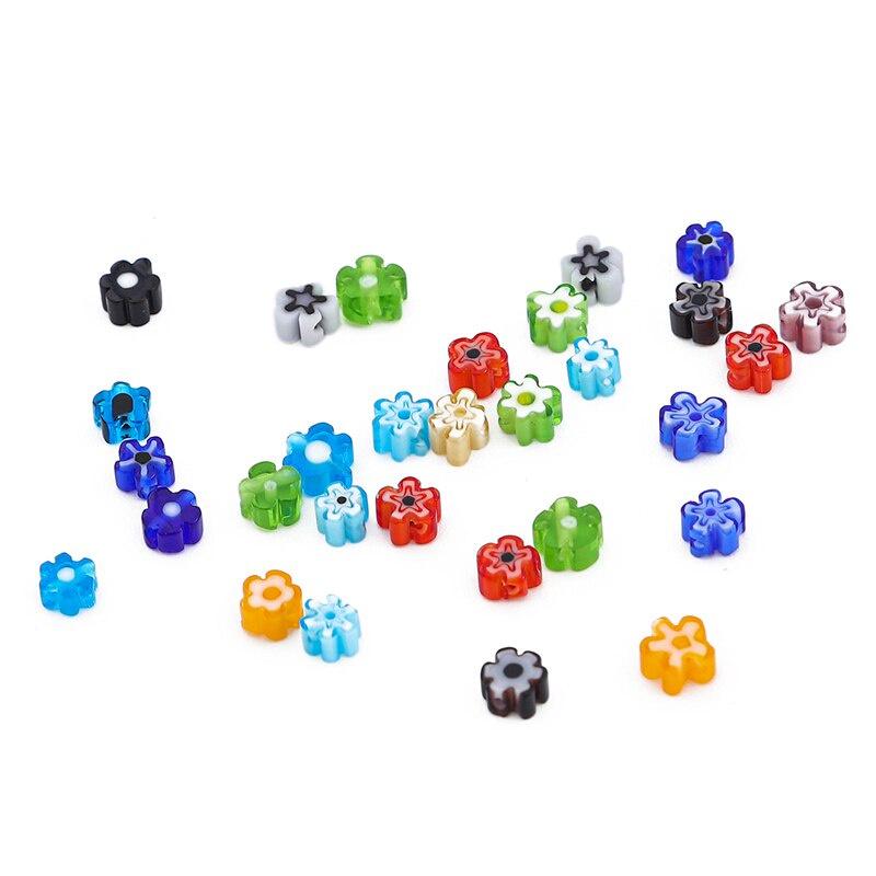45шт лэмпворк бусины разноцветные стеклянные бусины с цветочным узором для изготовления ювелирных изделий