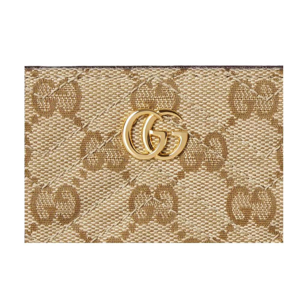 Gucci GG Marmont Generation Vintage Double G Logo GG Canvas Wallet Small Women wallet Beige Dark-Brown 773427-FAF05-9651