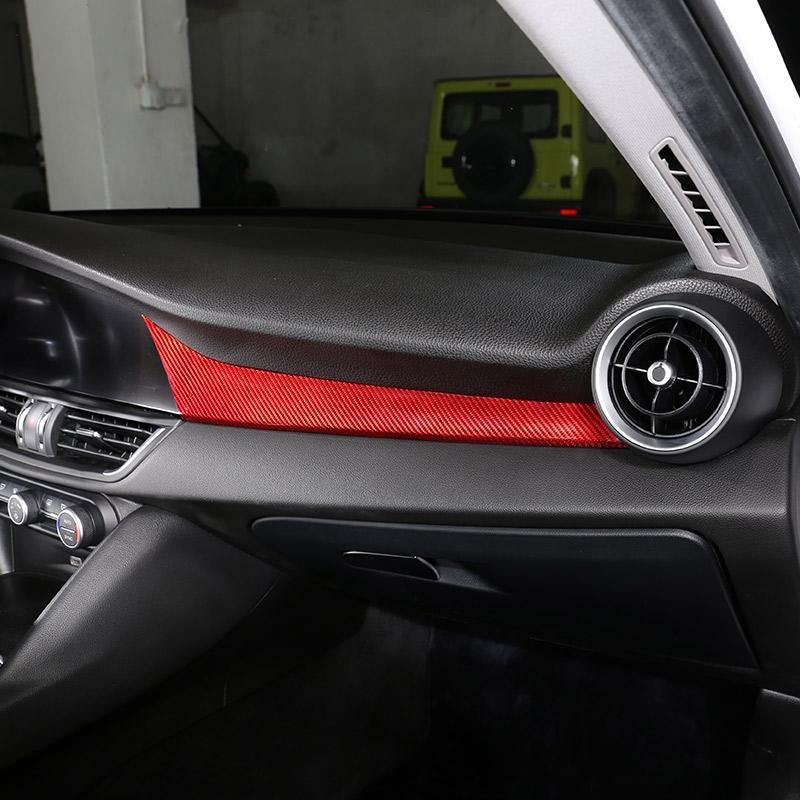 For Alfa Romeo Giulia 2017-2025 Red Real Carbon Fiber Car Interior Trim Sticker Accessories Car Modification