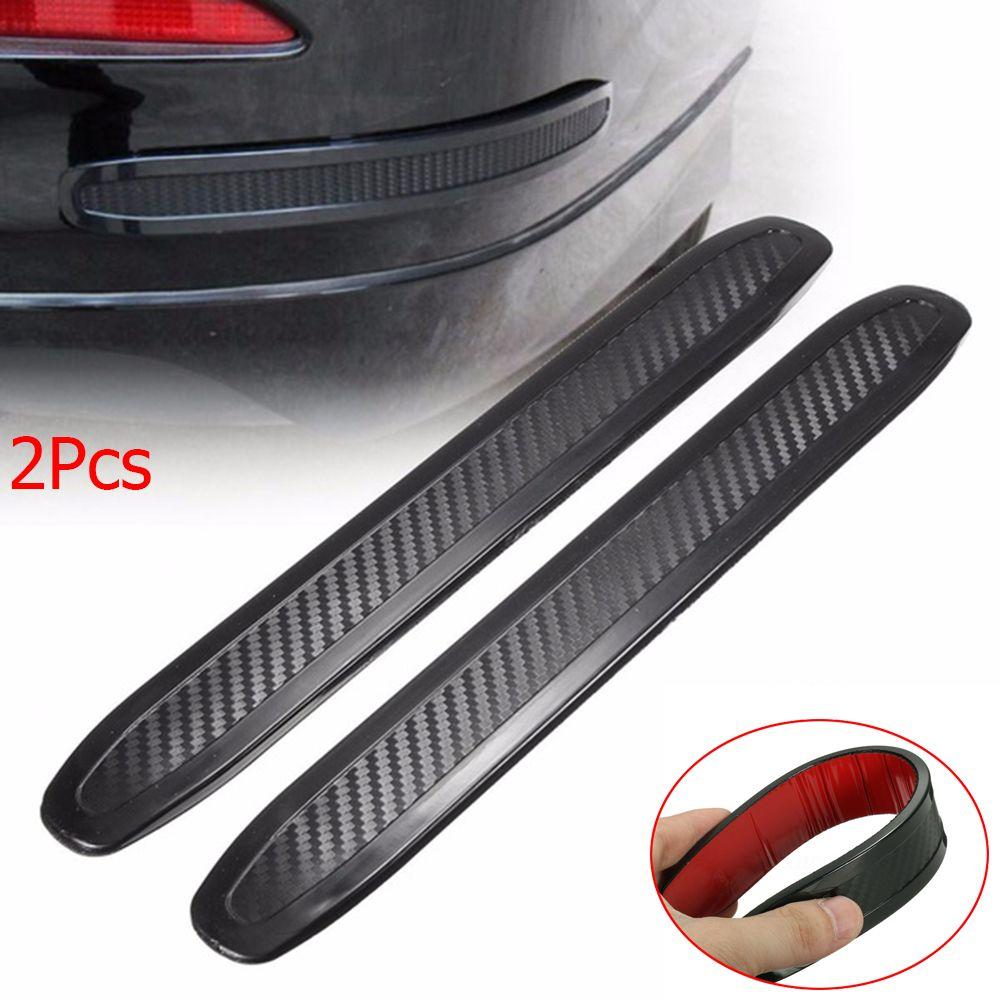 2Pcs Practical Rubber Carbon Scratch Guard Front/Rear Corner Anti-rub Car Bumper Strip