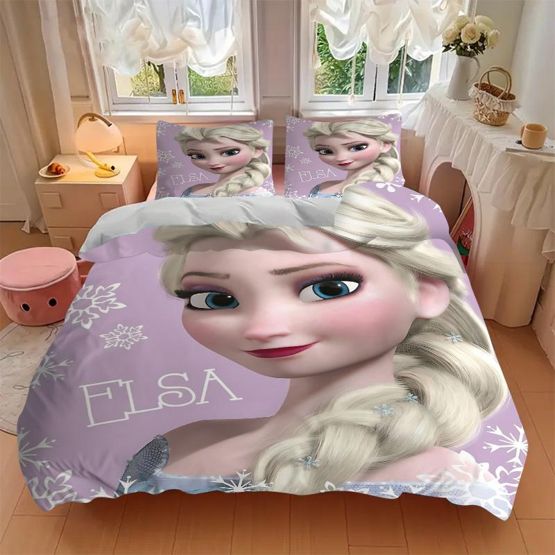 Elsa'S Winter Fantasy Print 3Pcs Bedding Setduvet Cover With 2 Bedropillowcase Home Birthday Gift
