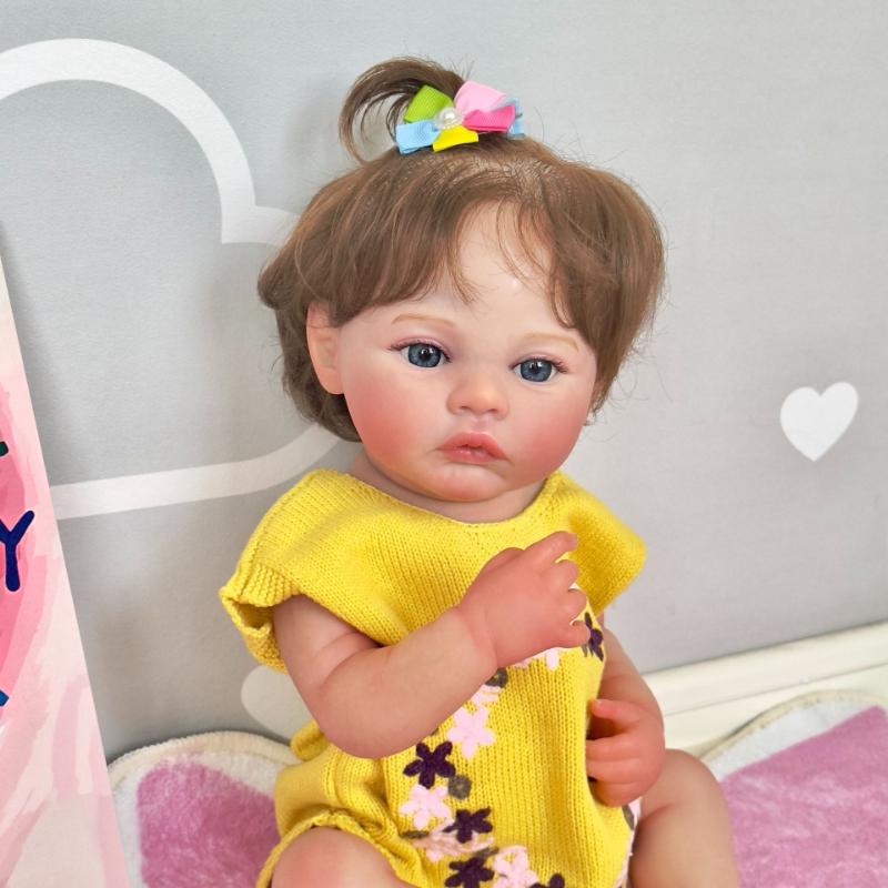 Lifelike 48cm Reborn Baby Doll Girl Meadow Full Body Vinyl Real Looking Newborn Doll Soft Touch 3D Painted Skin with Visible Veins Art Dolls Kid's Toy