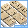 Deluxe Gold Tempered Glass Universal Dual Power outlet,UK 13A Wall Plug Socket with 20W Fast charge,Home Electrical Light Switch