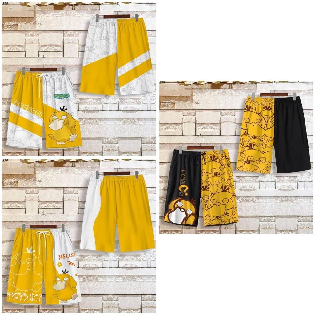 Japanese Psyduck Anime Cartoon Muay Thai Kickboxing Training Shorts Print Martial Art Boxer Unisex Men Women Kid Fighting Fitness Sport Gym Workout