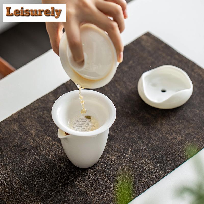 Dehua Sheep Fat Jade White Porcelain Tea Infusor Luxury Tea Rack Tea Strainer Household Tea Soaking Tea Filter Tea Services Gift