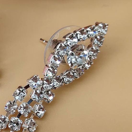 Комплект ожерелья и серег с блестящими стразами геометрической формы, висячие серьги, элитные роскошные серьги для невесты, стиль принцессы, свадебный выпускной, банкет, ювелирные изделия на шею