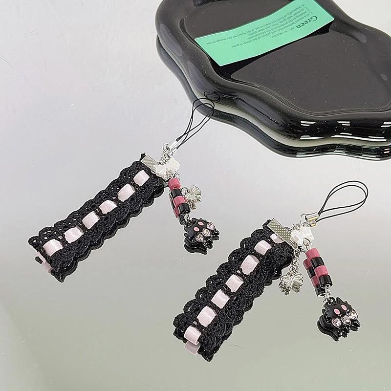 1 шт. Модный шнурок с кошачьей лапкой, бисерный кружевной бант, телефон, подвеска, камера, аксессуар, ткань