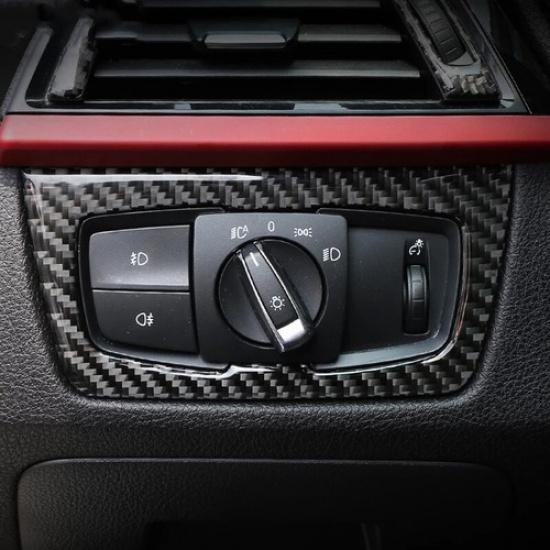 Carbon Fiber Car Inner Front Headlight Switch Frame Cover For BMW 3 F30 13 15 17