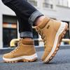 New Thick Bottom Man High Top Boots Men's Leather Mid-Calf Walking Shoes Outdoor Sneakers Lace Up Non-Slip Ankle Boots