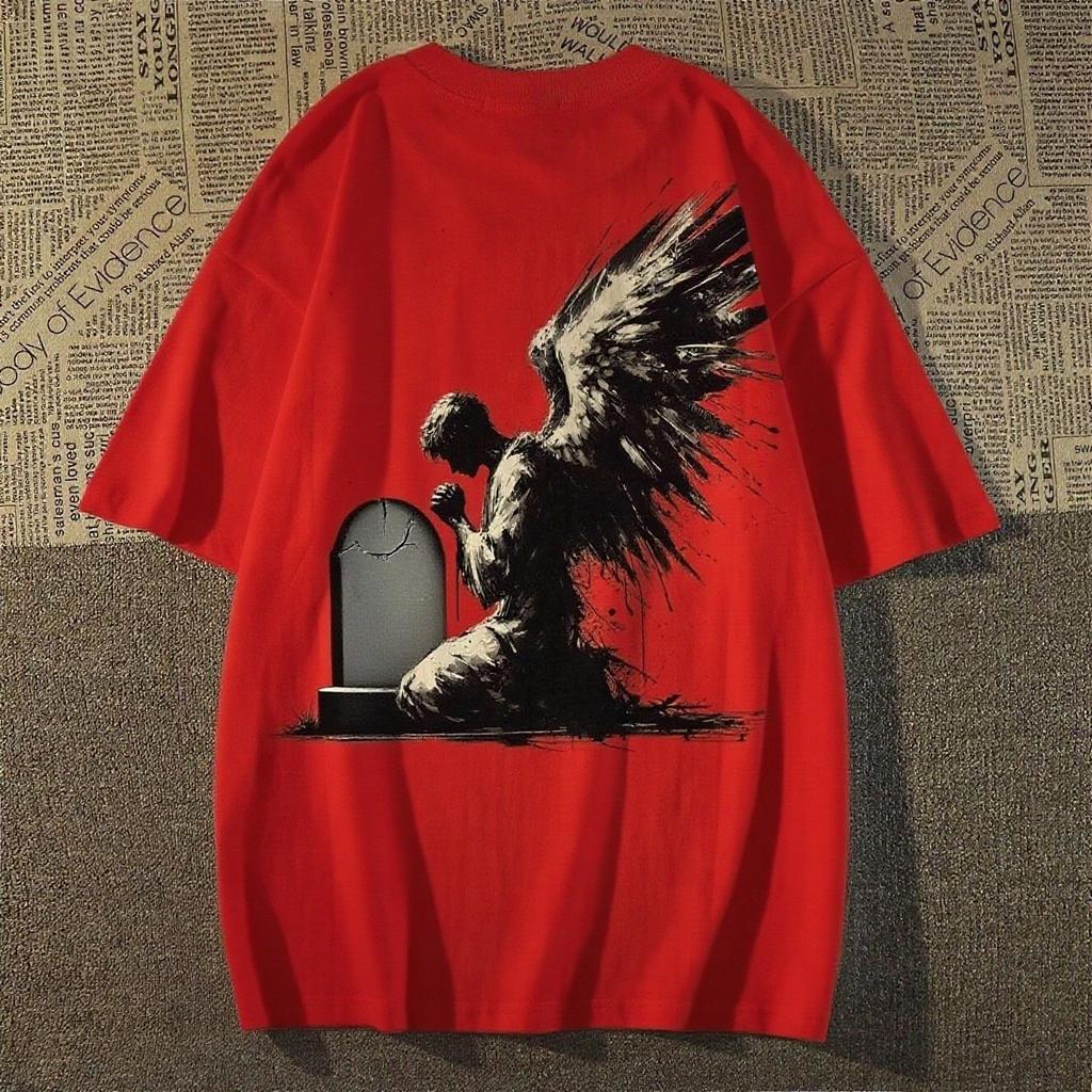 2025 Американский Дьявольский Стиль Принтованная Футболка с Коротким Рукавом Летний Повседневный Модный Топ Круглый Вырез Хлопок Прохладная Дышащая Футболка